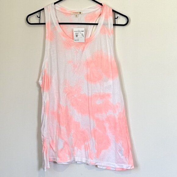 NWT Sundry Pink Tie Dye Racerback Tank Top - Size: 3(Large) - Picture 2 of 6